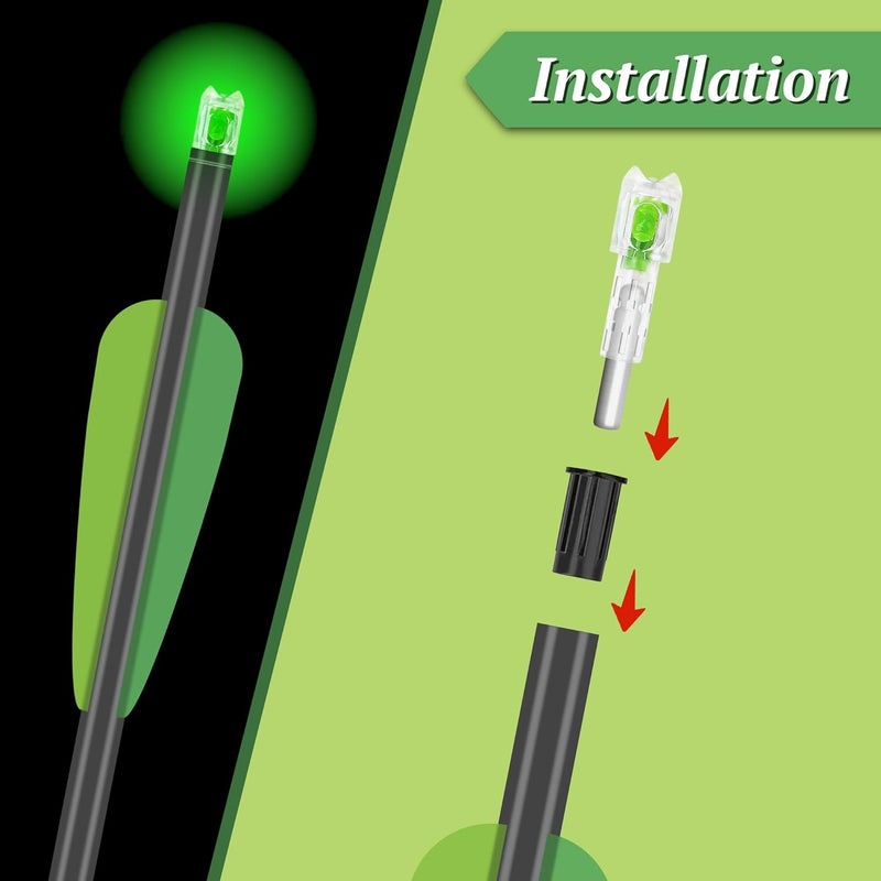 Omoojee Store 4PCS Lighted Nocks Universal Fit for Crossbow Bolts with .285”/.297”/.300”/.305” Bushings, High-Visibility LED Arrow Nocks, ON/Off Switch Included - Image 3